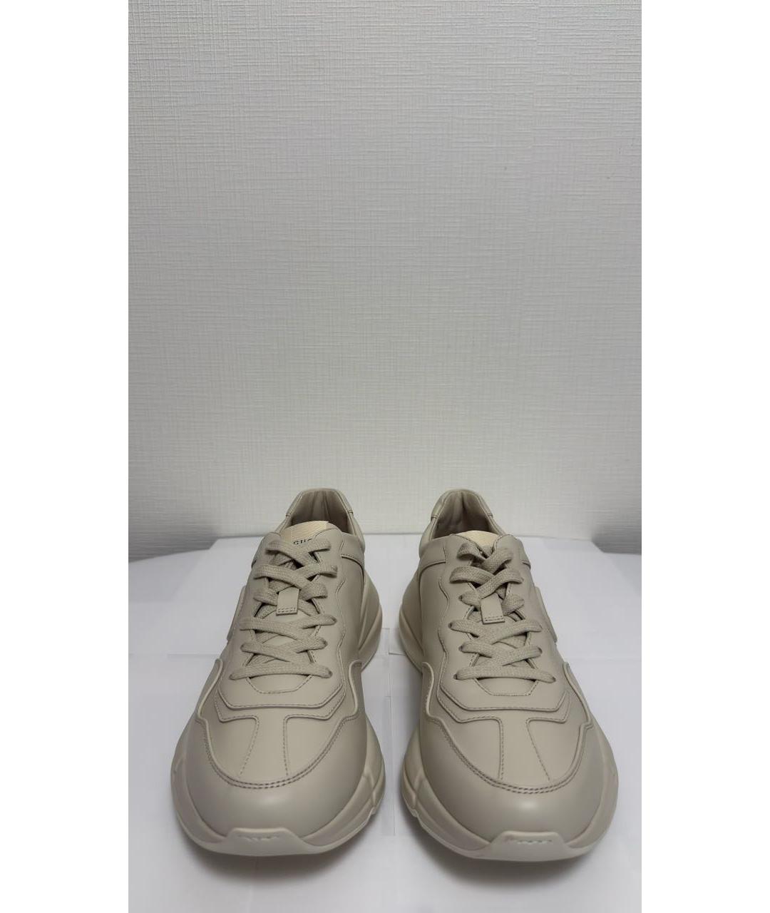 GUCCI Бежевые кожаные кроссовки, фото 2