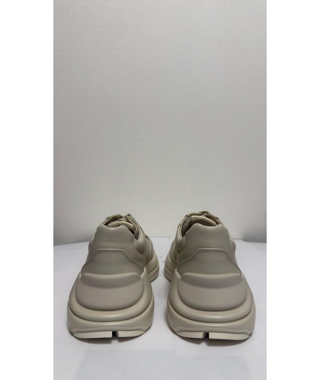 GUCCI Бежевые кожаные кроссовки, фото 4