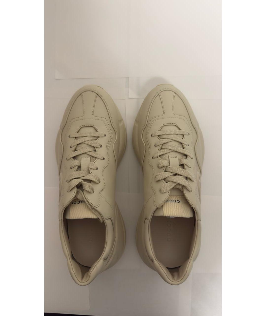 GUCCI Бежевые кожаные кроссовки, фото 3
