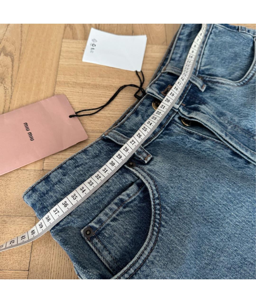 MIU MIU Голубые хлопковые джинсы клеш, фото 6