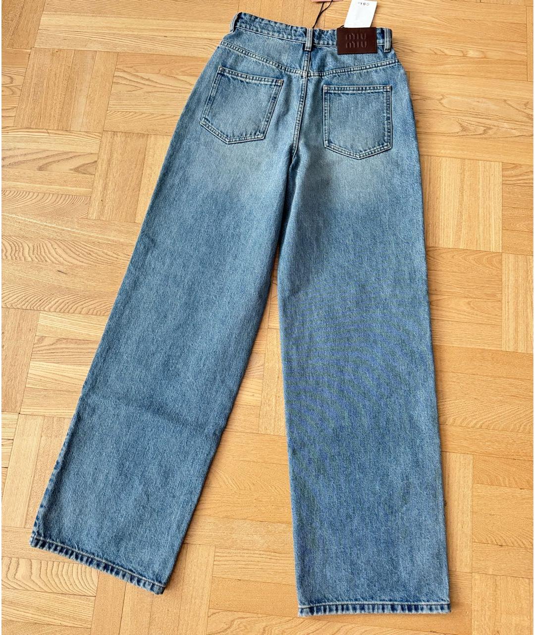 MIU MIU Голубые хлопковые джинсы клеш, фото 2