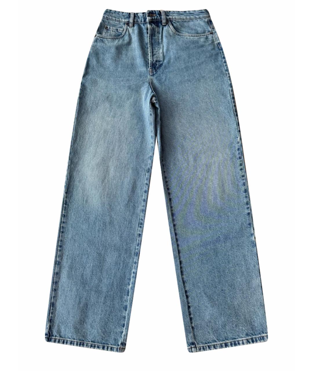 MIU MIU Голубые хлопковые джинсы клеш, фото 1