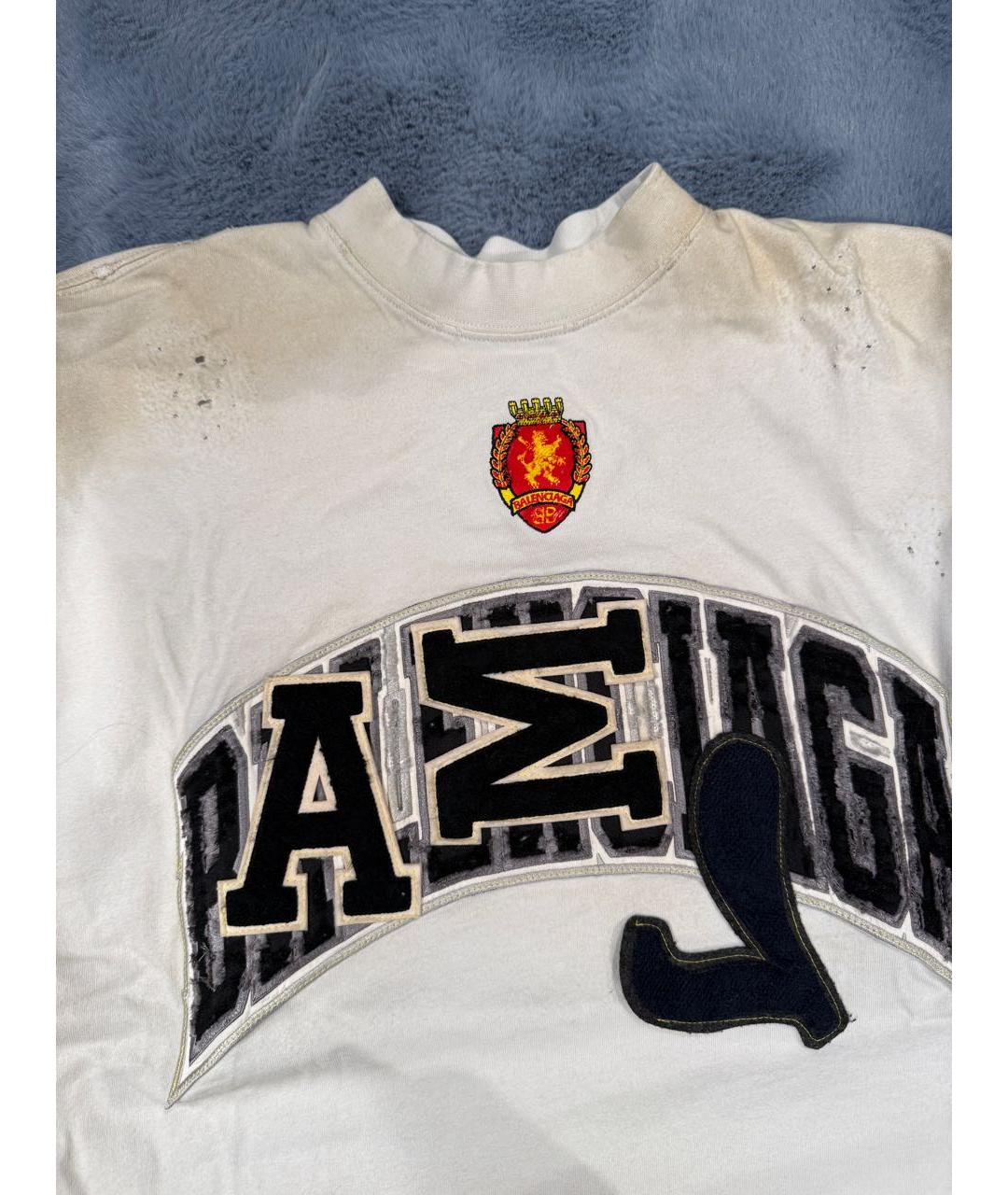 BALENCIAGA Бежевая хлопковая футболка, фото 4