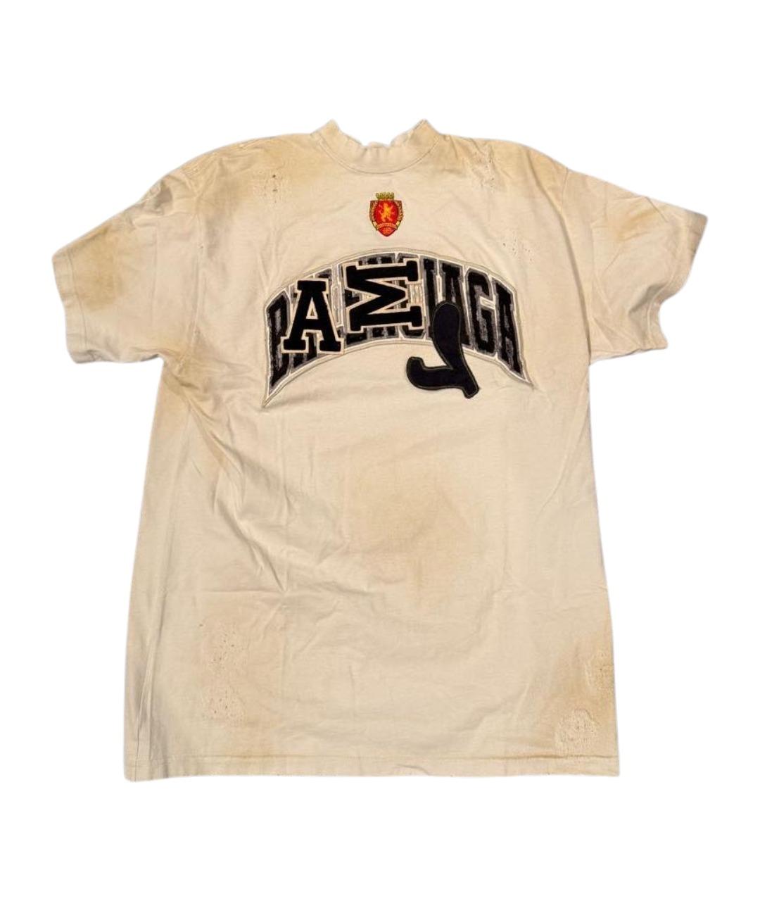 BALENCIAGA Бежевая хлопковая футболка, фото 1