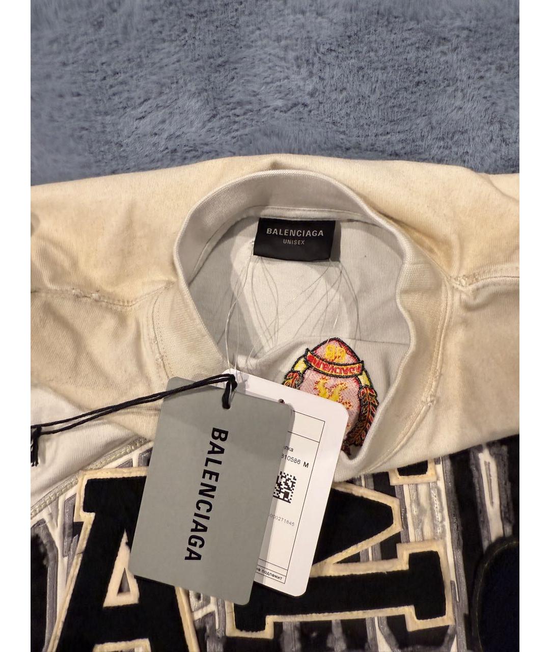 BALENCIAGA Бежевая хлопковая футболка, фото 3