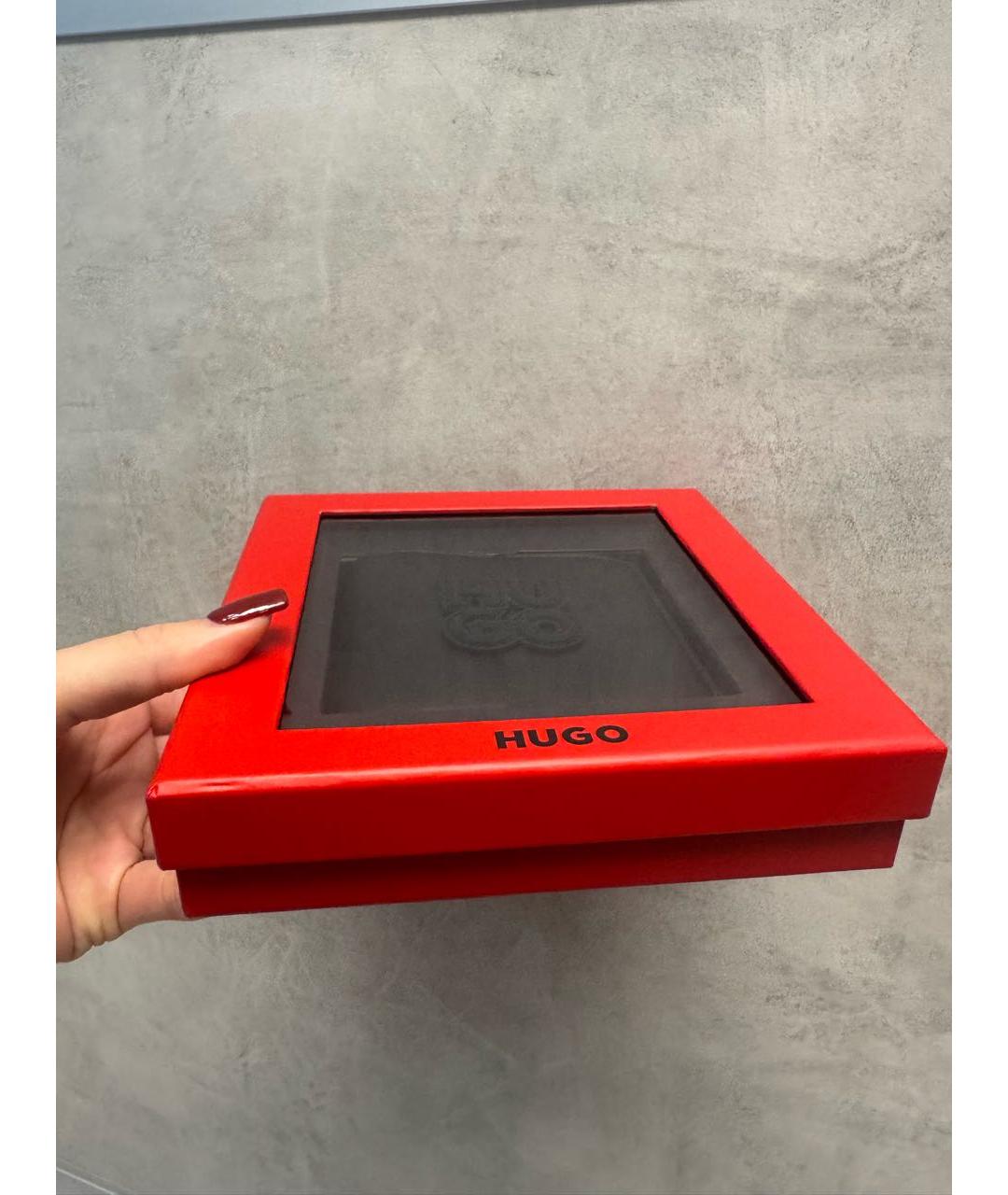 HUGO Черный кожаный кошелек, фото 3