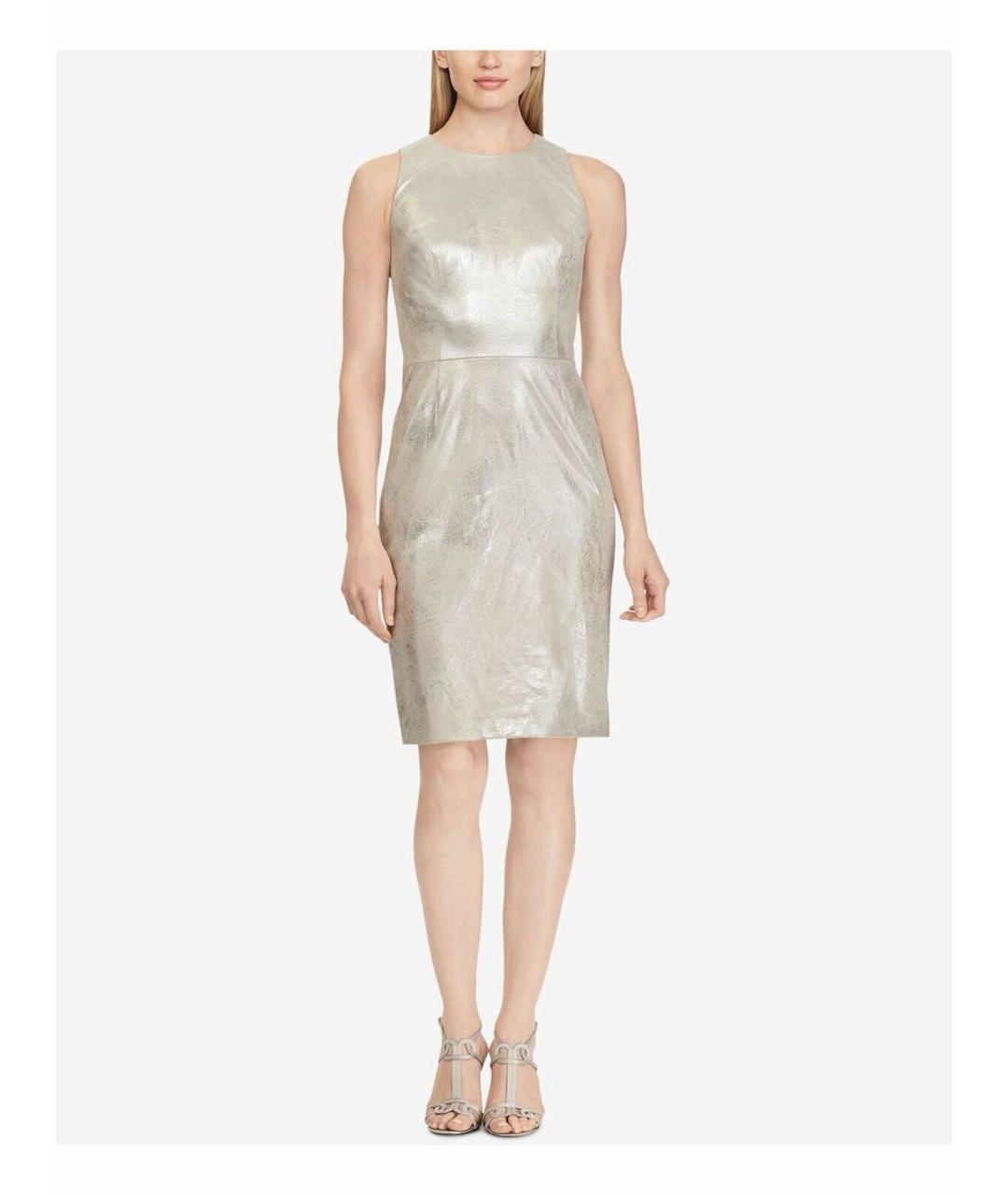 RALPH LAUREN Серебряное полиэстеровое коктейльное платье, фото 8