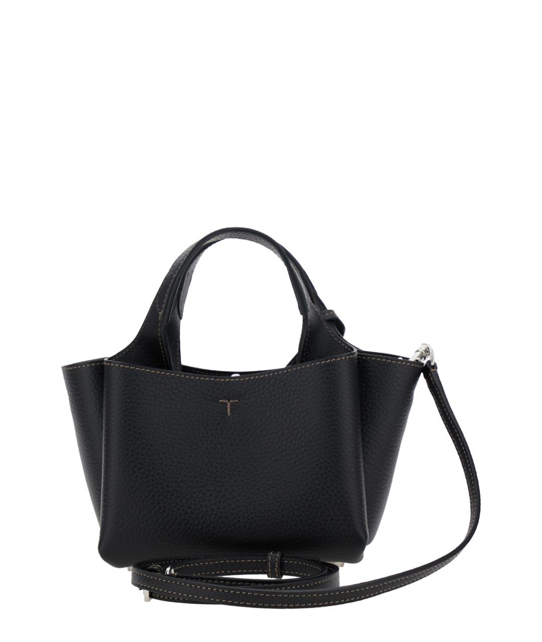 TOD'S Черная кожаная сумка тоут, фото 3
