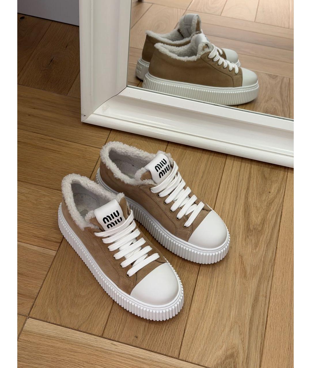 MIU MIU Коричневые замшевые кеды, фото 2