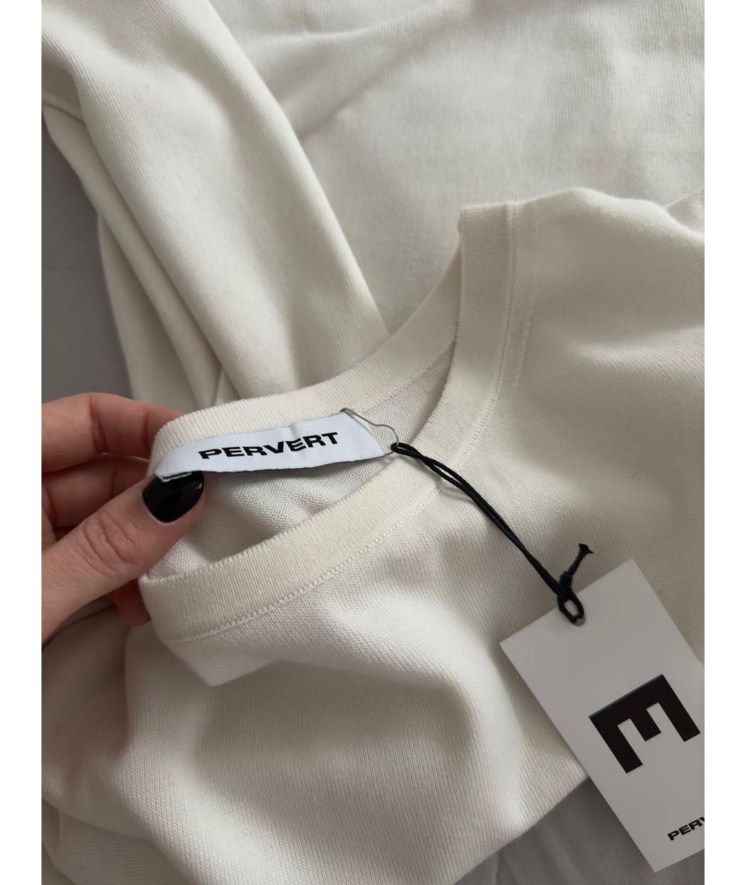 PERVERT Белая хлопковая футболка, фото 2