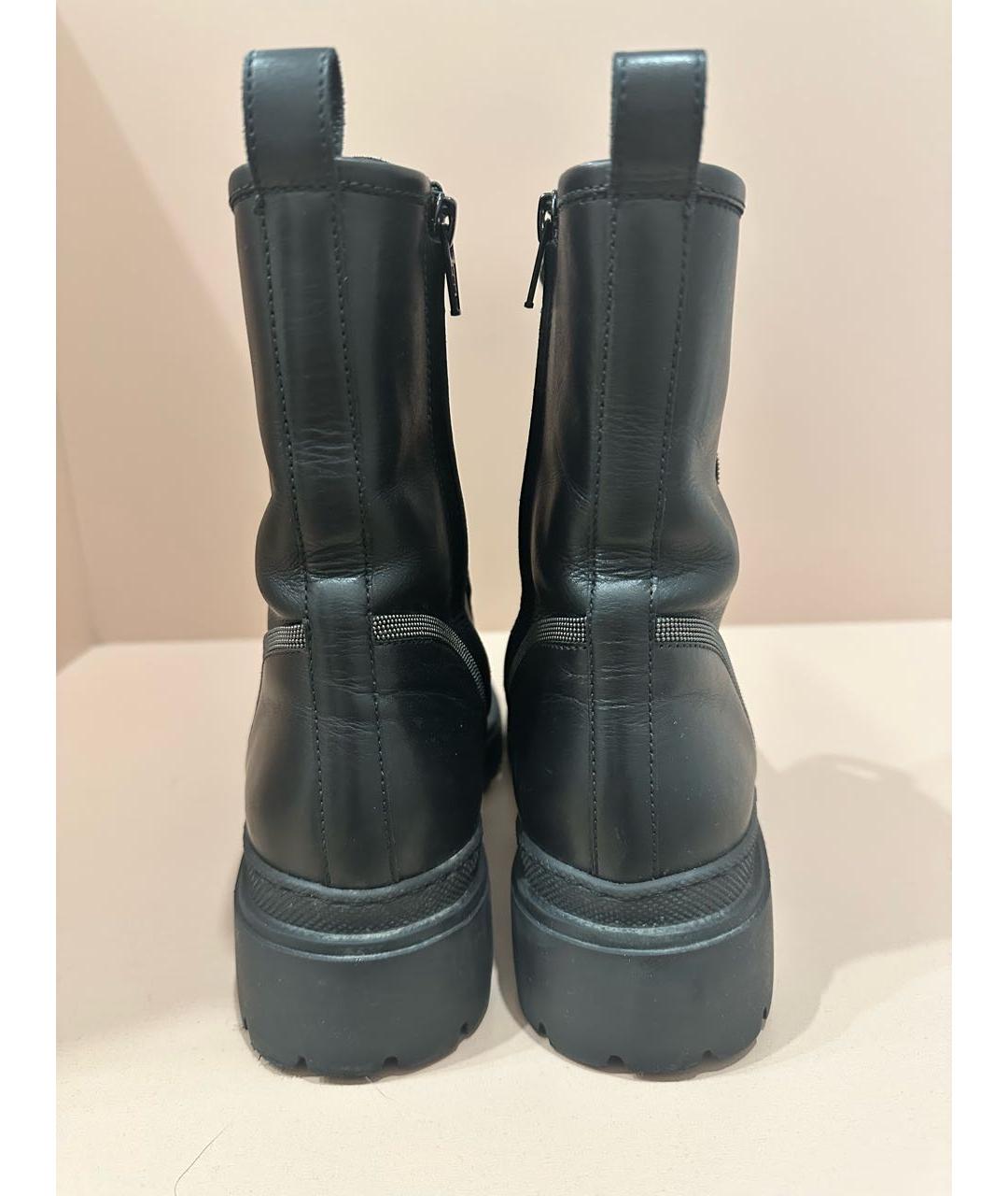 BRUNELLO CUCINELLI Черные кожаные ботинки, фото 4