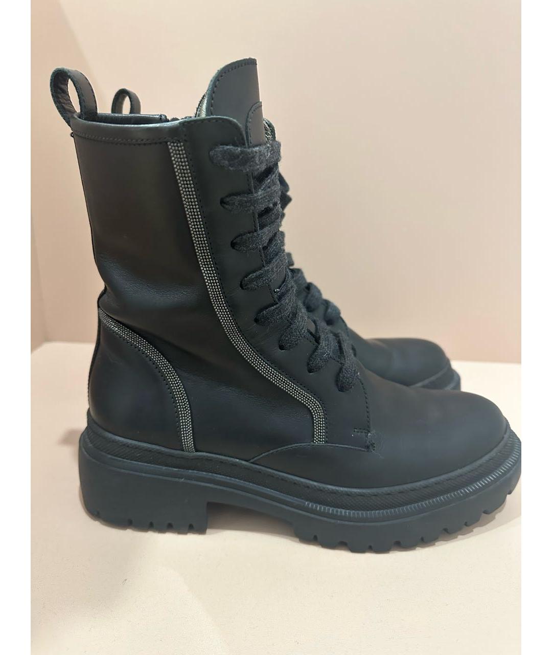 BRUNELLO CUCINELLI Черные кожаные ботинки, фото 5