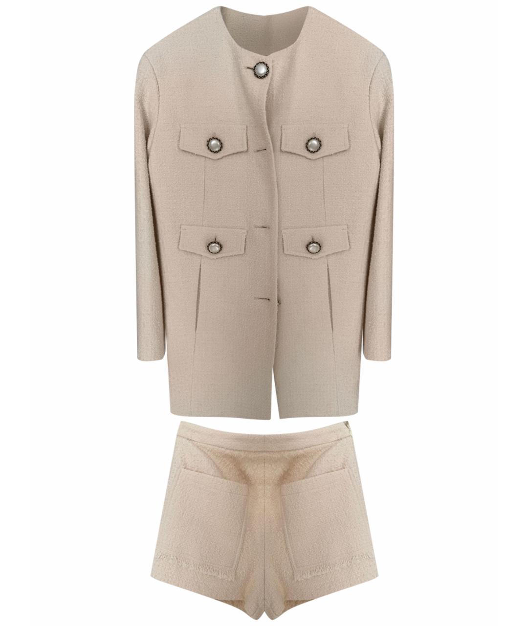 PINKO Бежевый твидовый костюм с юбками, фото 1