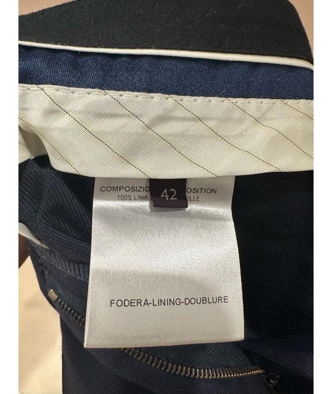 STELLA MCCARTNEY Темно-синие шерстяные прямые брюки, фото 4