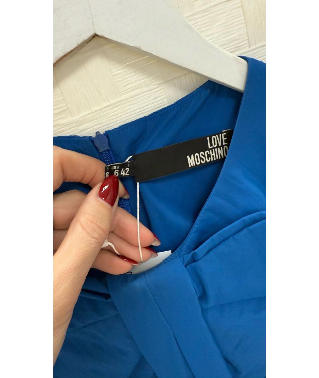 LOVE MOSCHINO Синее хлопковое повседневное платье, фото 3