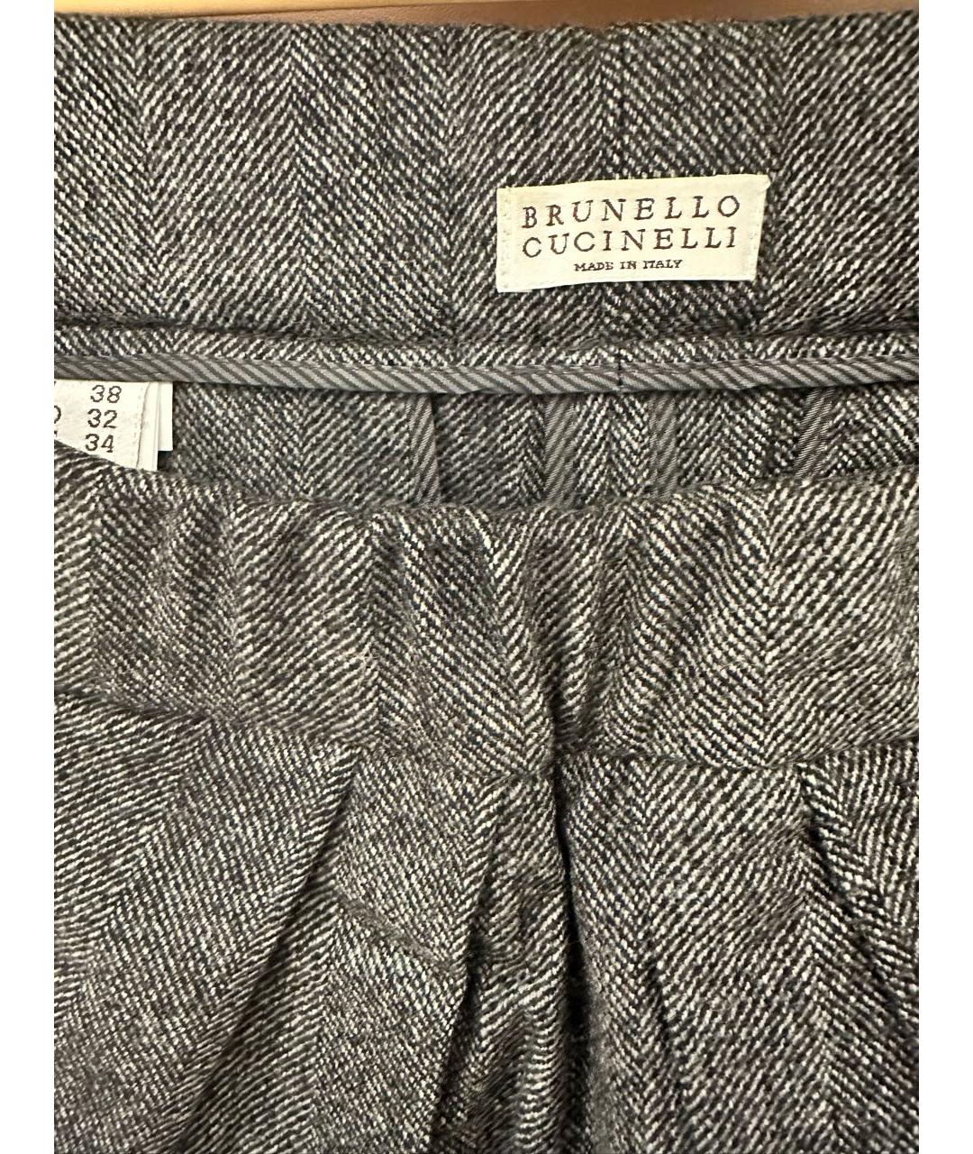 BRUNELLO CUCINELLI Серые шерстяные кюлоты, фото 3