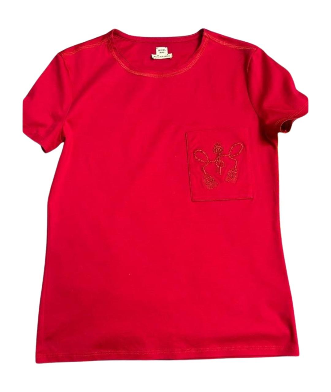 HERMES Красная хлопковая футболка, фото 1