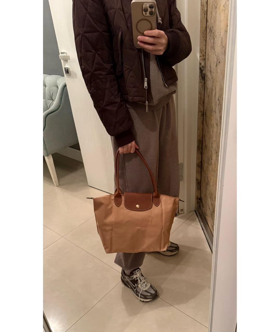 LONGCHAMP Бежевая тканевая сумка тоут, фото 3