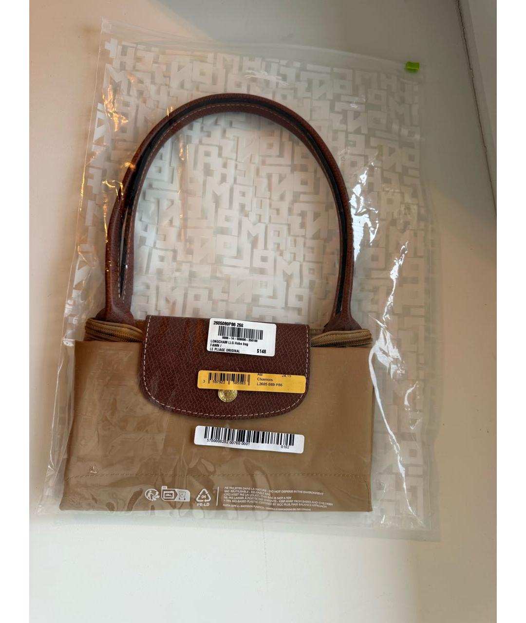 LONGCHAMP Бежевая тканевая сумка тоут, фото 5