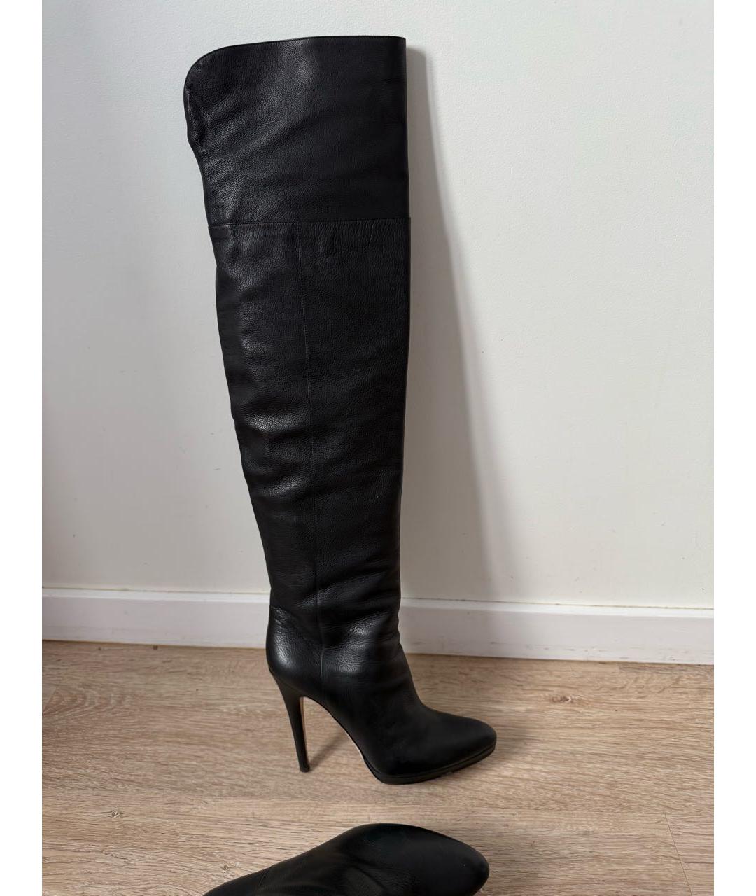 JIMMY CHOO Черные кожаные высокие ботинки, фото 3