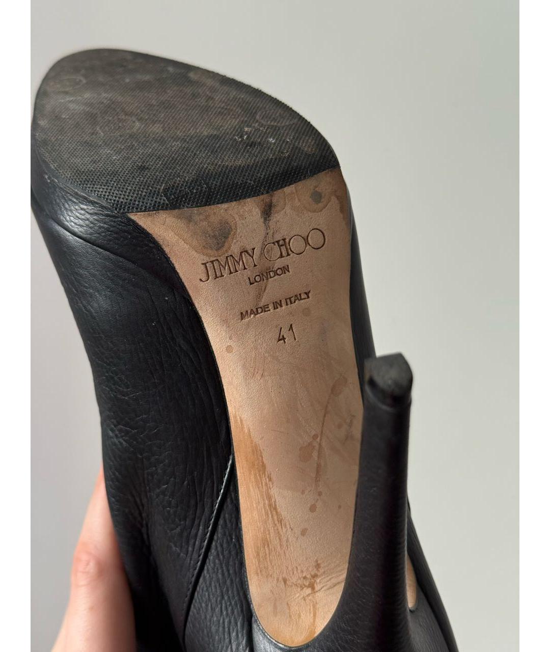 JIMMY CHOO Черные кожаные высокие ботинки, фото 5