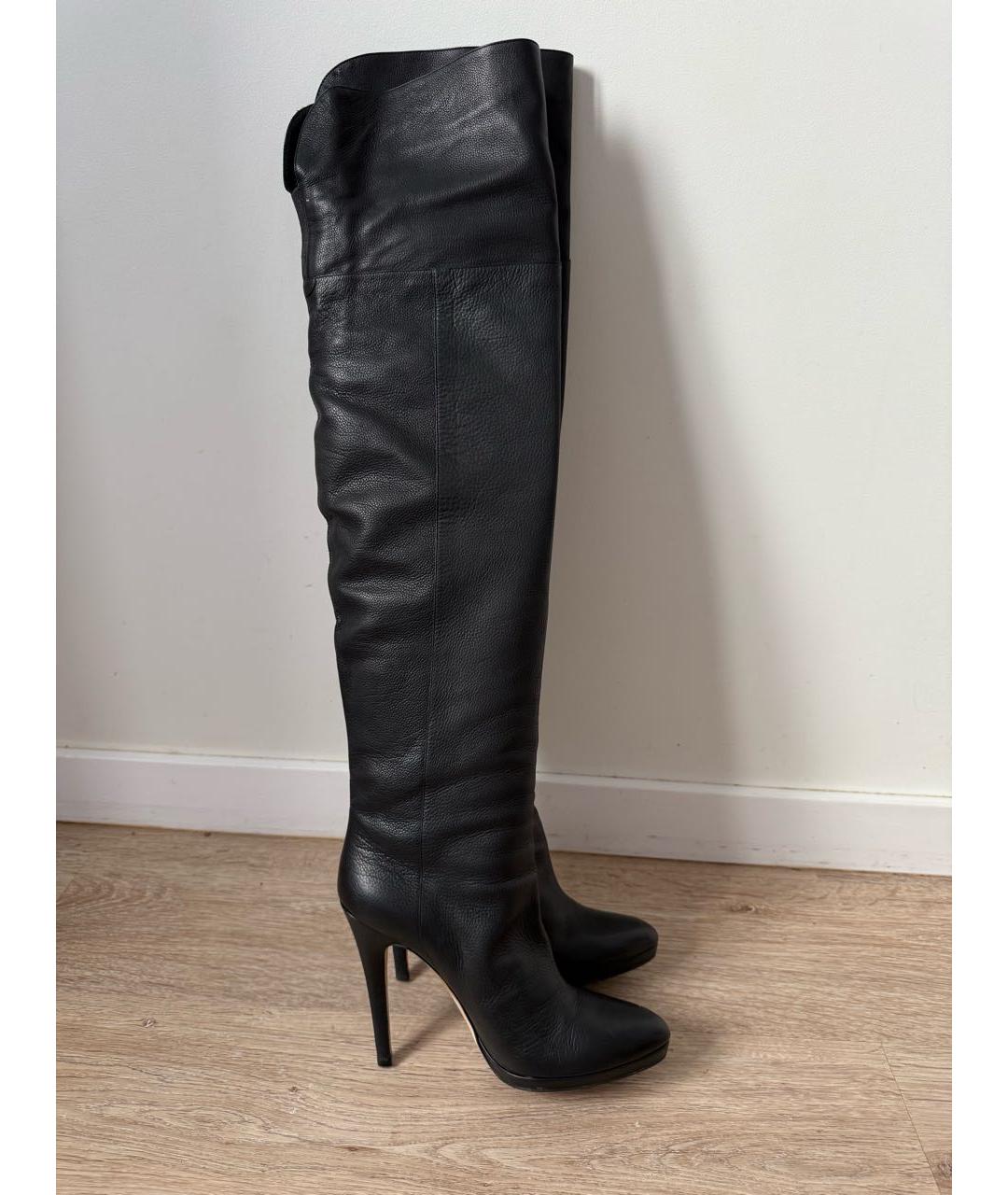 JIMMY CHOO Черные кожаные высокие ботинки, фото 6