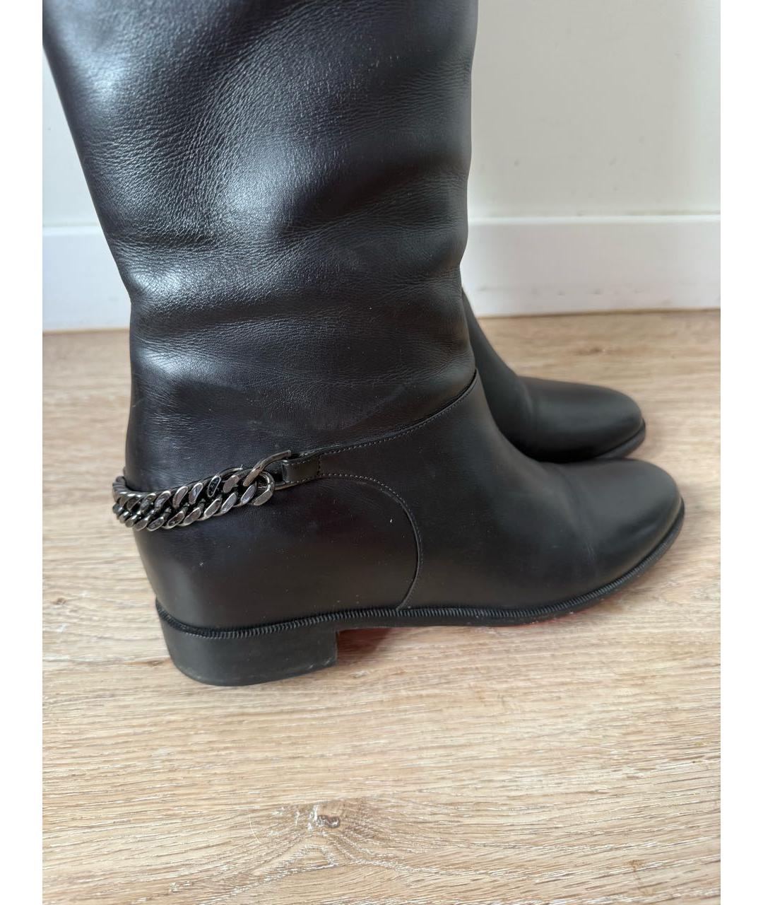 CHRISTIAN LOUBOUTIN Черные кожаные сапоги, фото 4