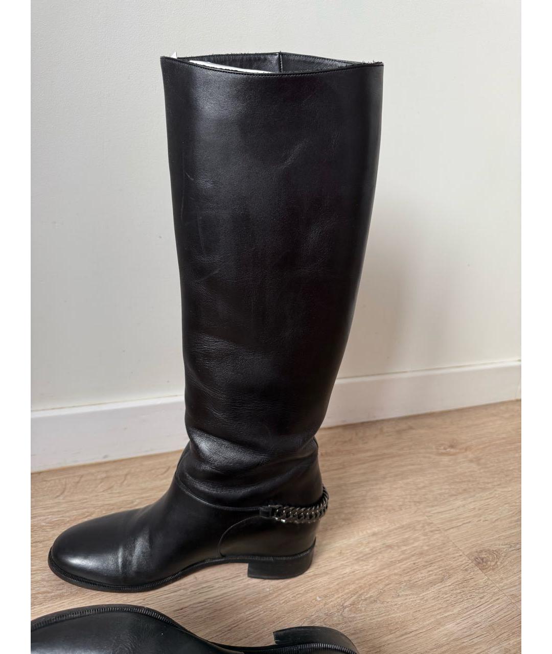 CHRISTIAN LOUBOUTIN Черные кожаные сапоги, фото 6