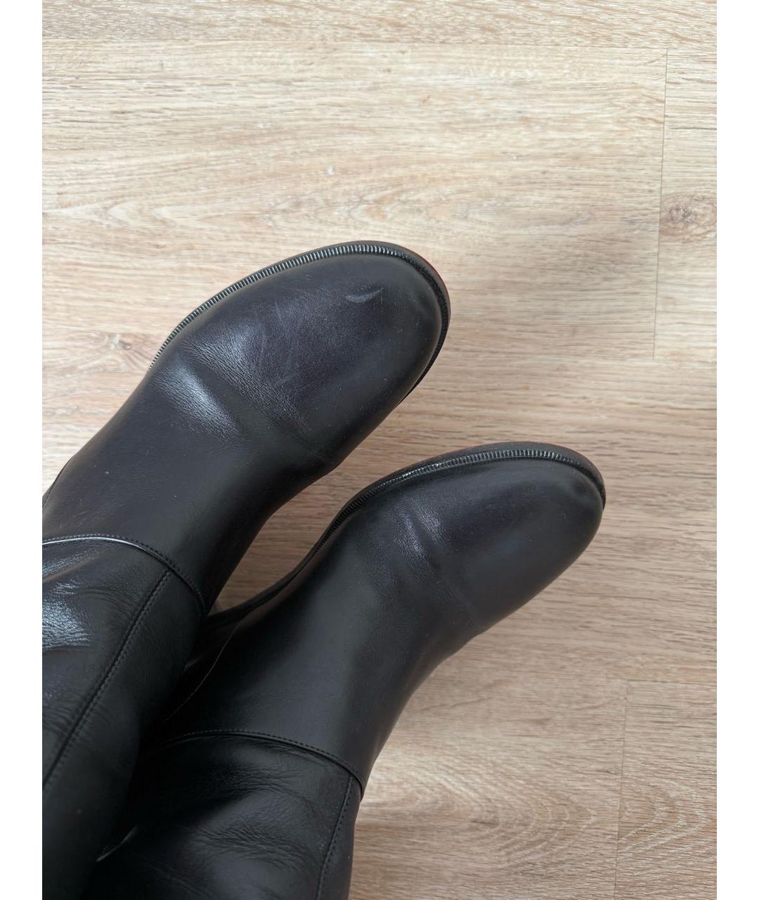 CHRISTIAN LOUBOUTIN Черные кожаные сапоги, фото 3