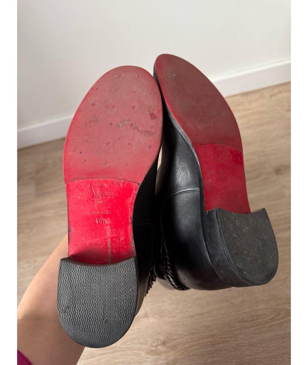 CHRISTIAN LOUBOUTIN Черные кожаные сапоги, фото 5