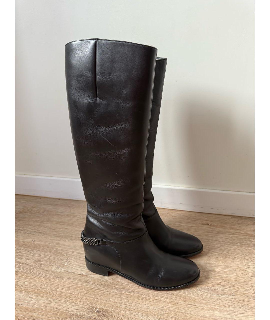 CHRISTIAN LOUBOUTIN Черные кожаные сапоги, фото 7