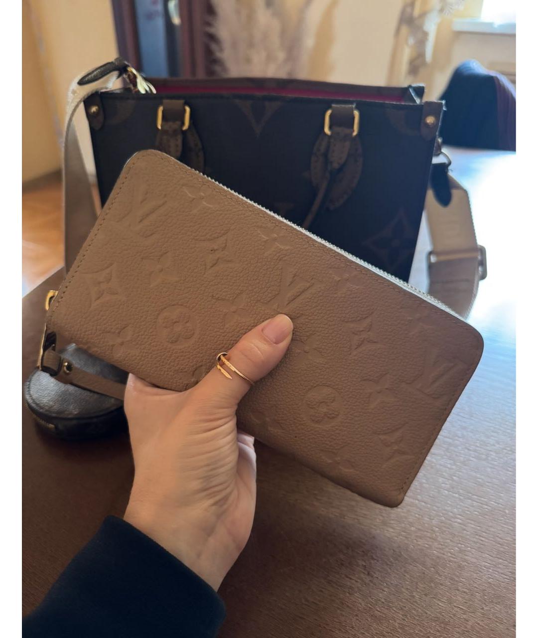 LOUIS VUITTON Бежевый кожаный кошелек, фото 5