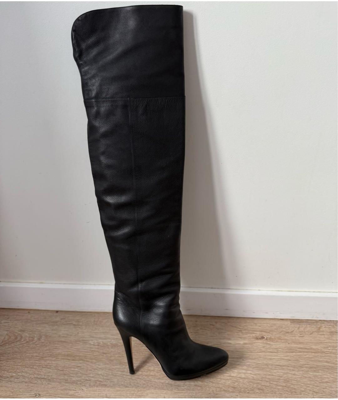 JIMMY CHOO Черные кожаные ботфорты, фото 6