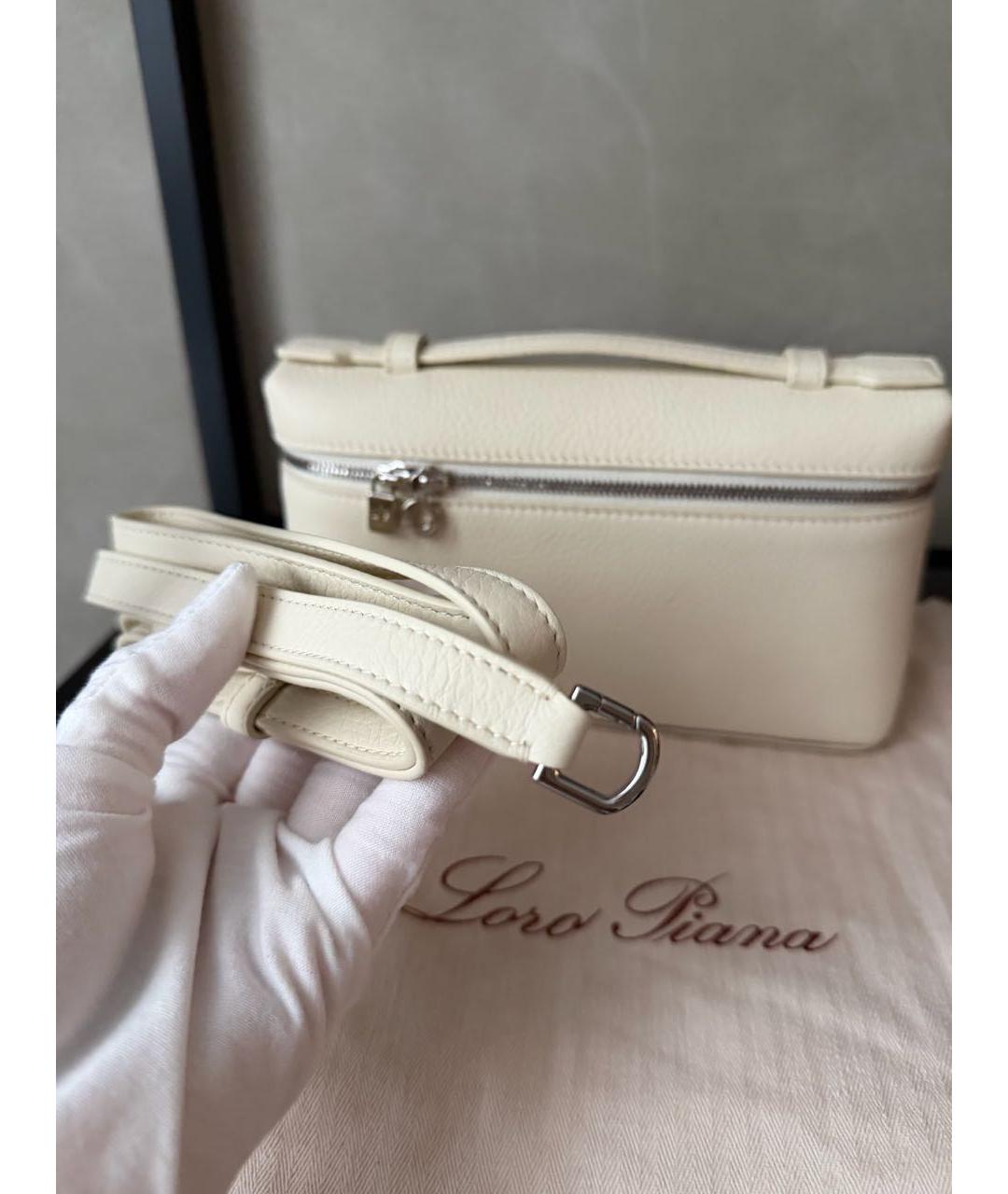 LORO PIANA Бежевая кожаная сумка через плечо, фото 6