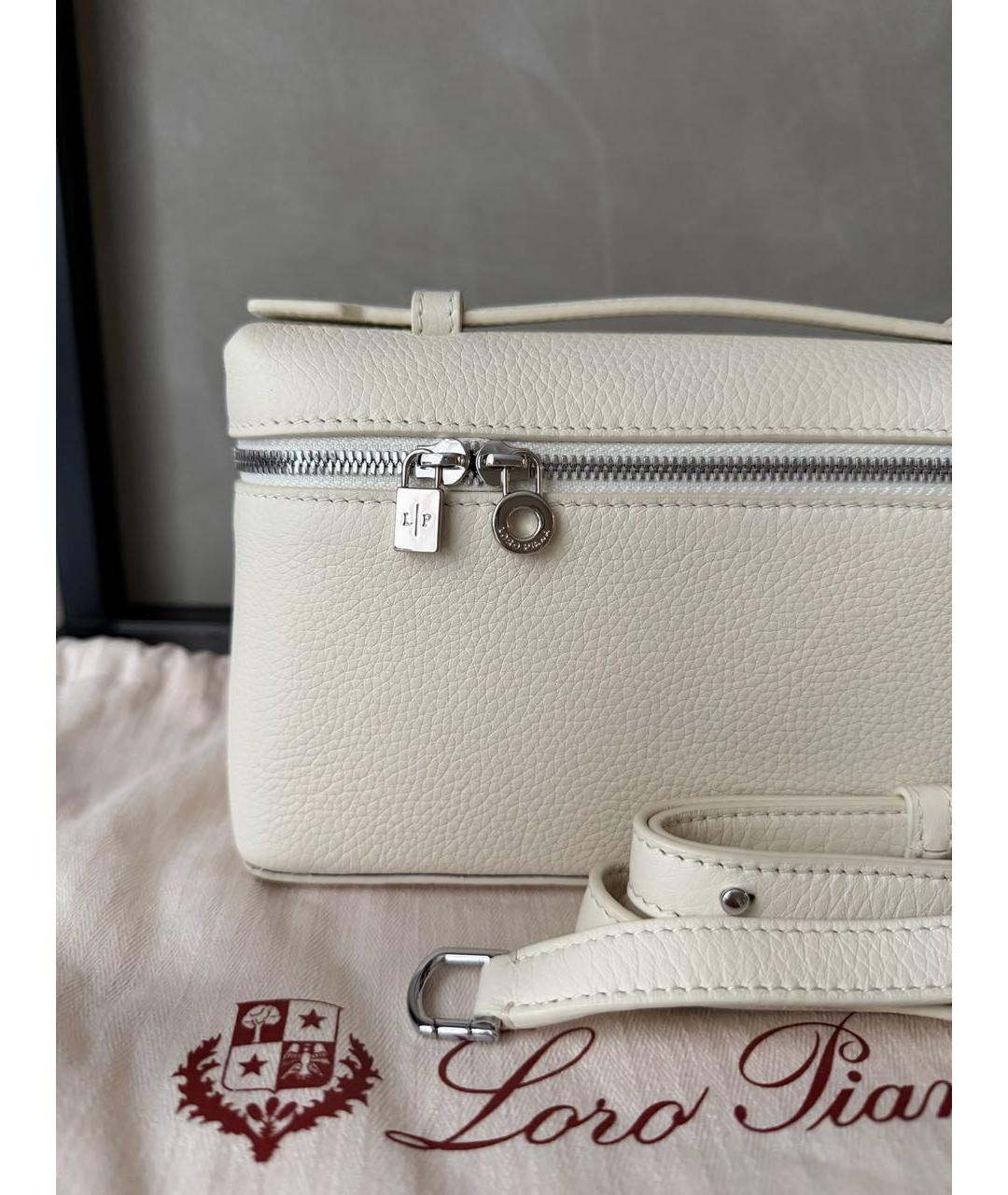 LORO PIANA Бежевая кожаная сумка через плечо, фото 4