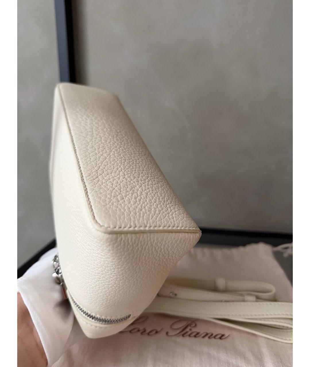 LORO PIANA Бежевая кожаная сумка через плечо, фото 5