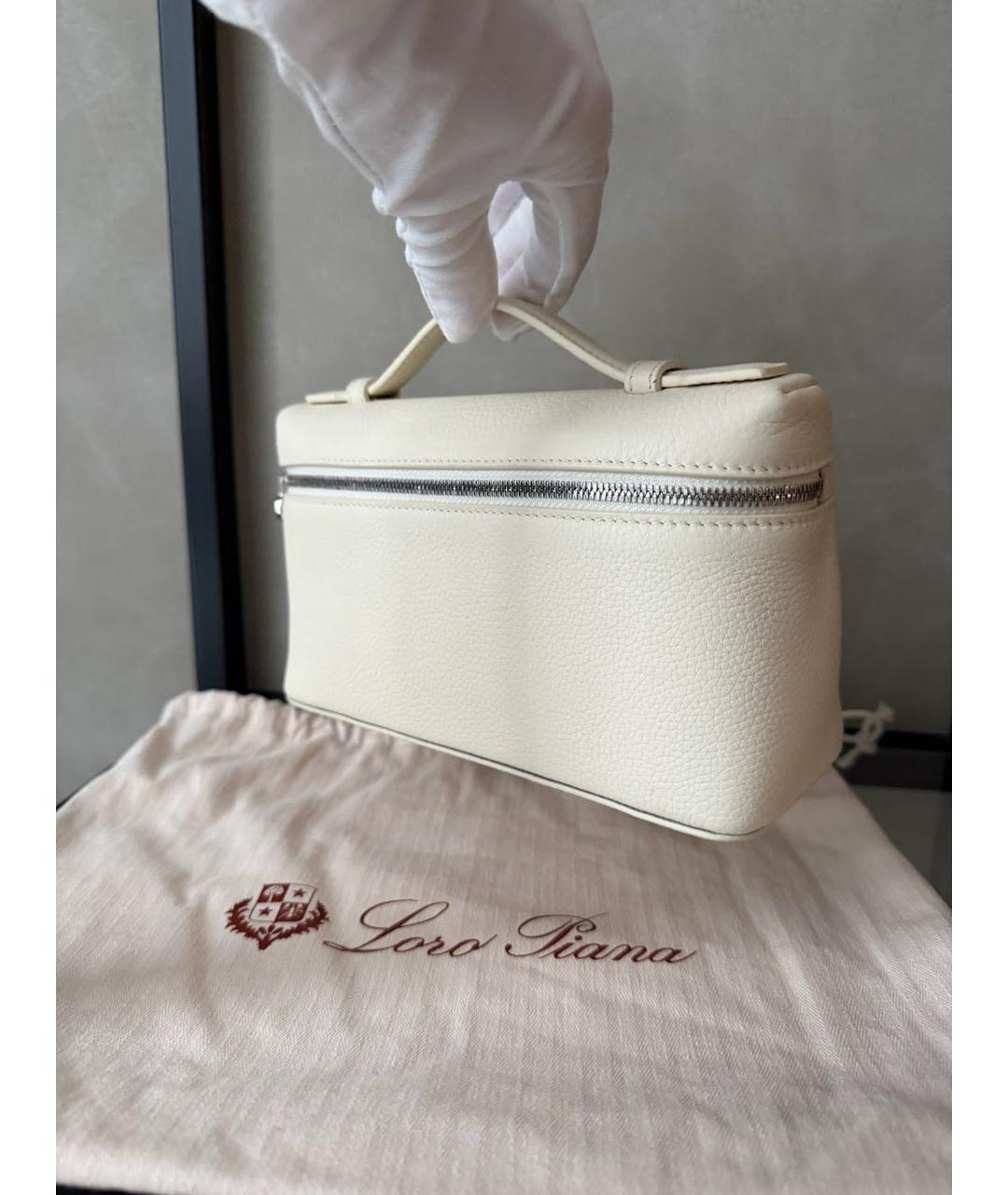 LORO PIANA Бежевая кожаная сумка через плечо, фото 3