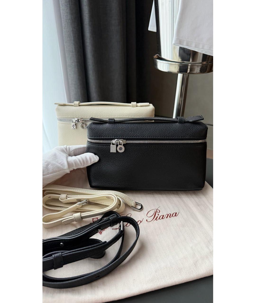 LORO PIANA Черная кожаная сумка через плечо, фото 2