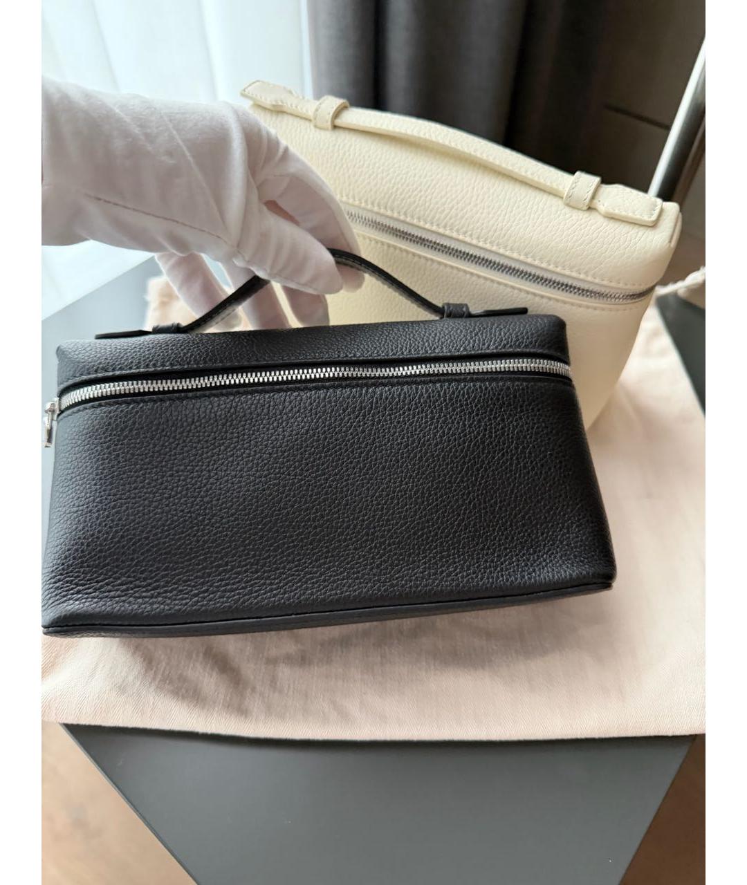 LORO PIANA Черная кожаная сумка через плечо, фото 3