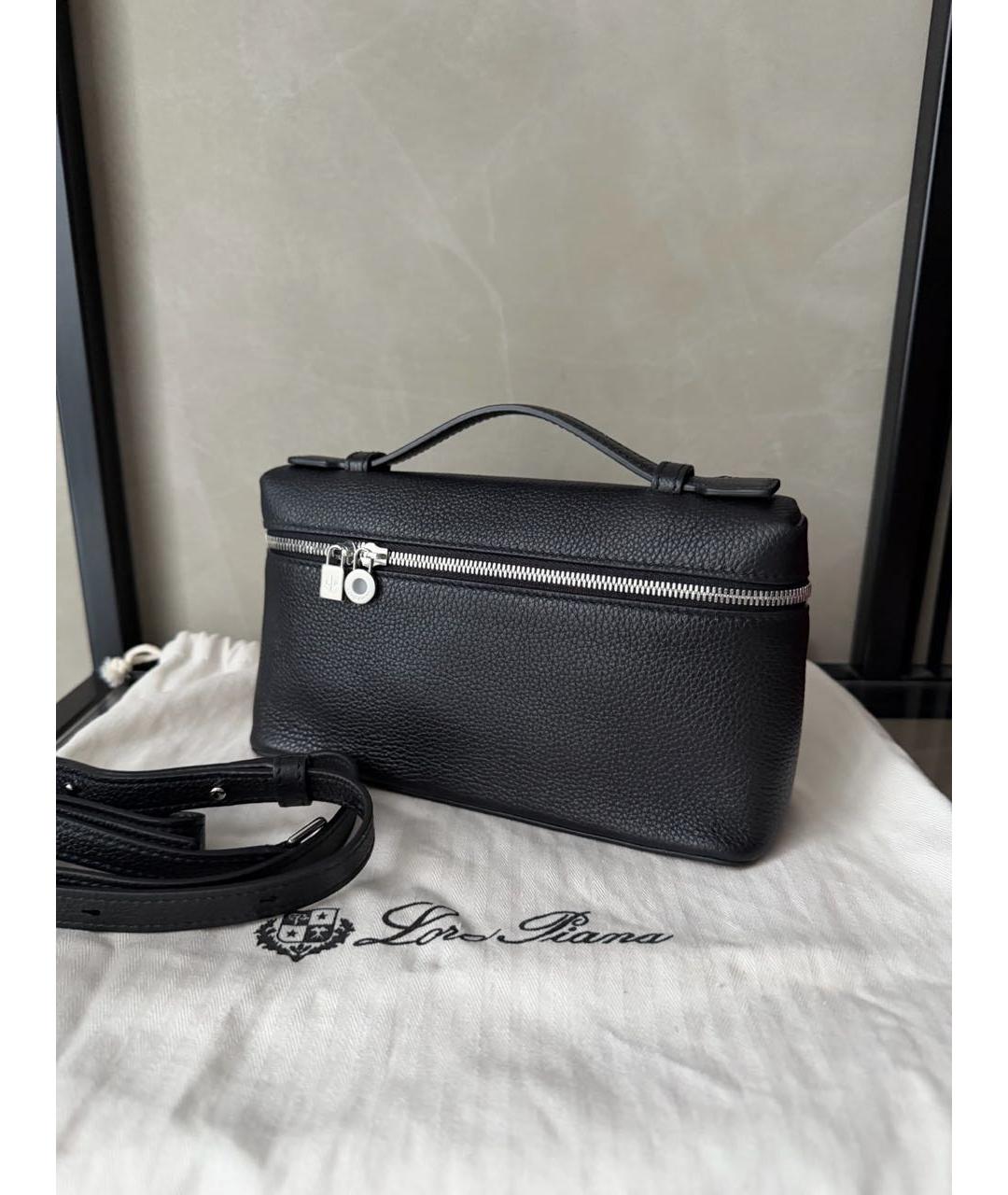 LORO PIANA Черная кожаная сумка через плечо, фото 8