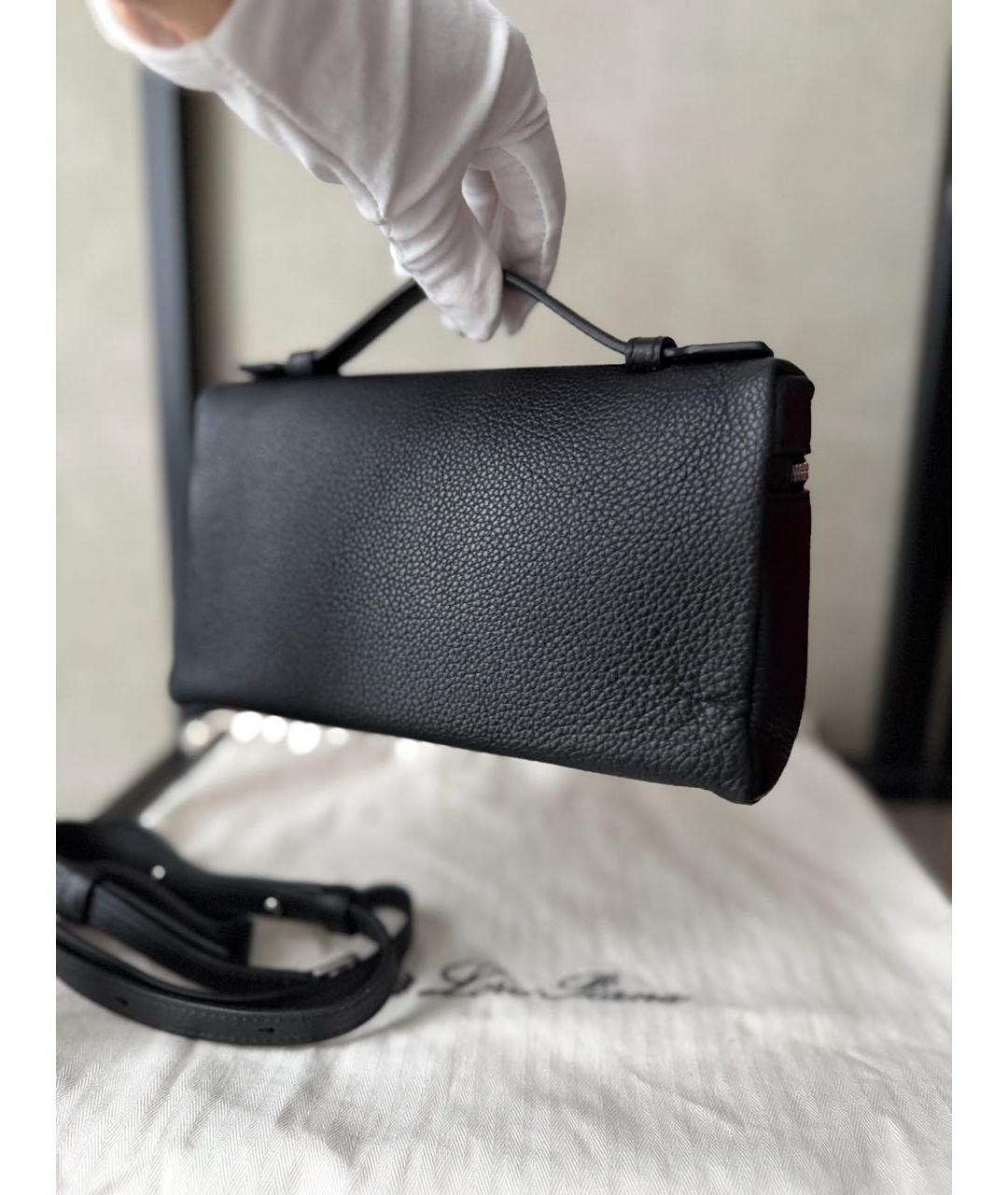 LORO PIANA Черная кожаная сумка через плечо, фото 5