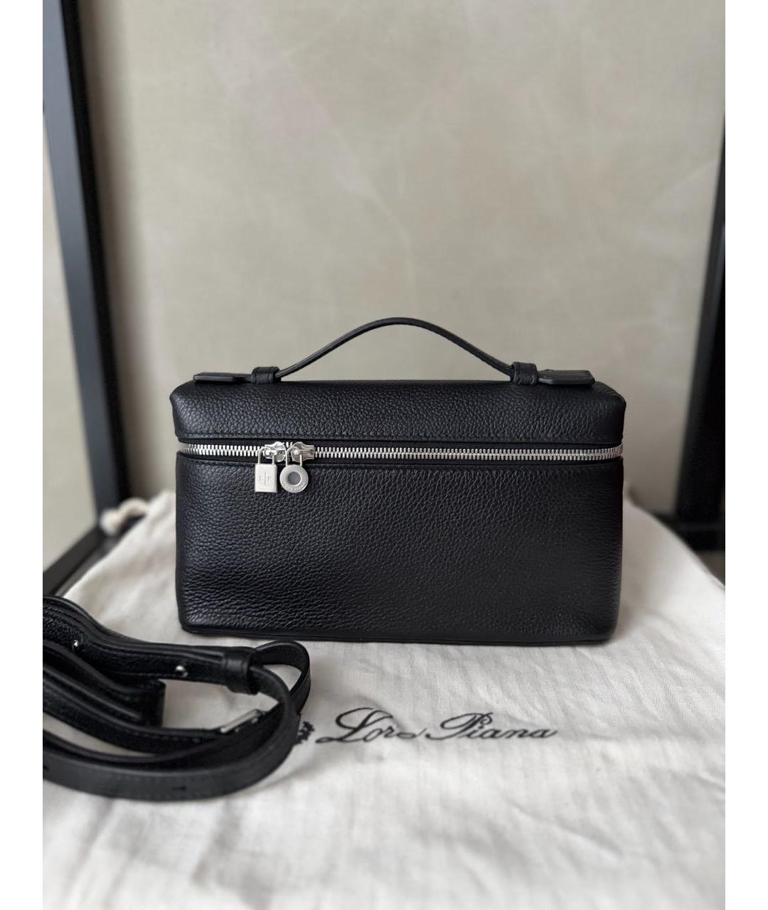 LORO PIANA Черная кожаная сумка через плечо, фото 7