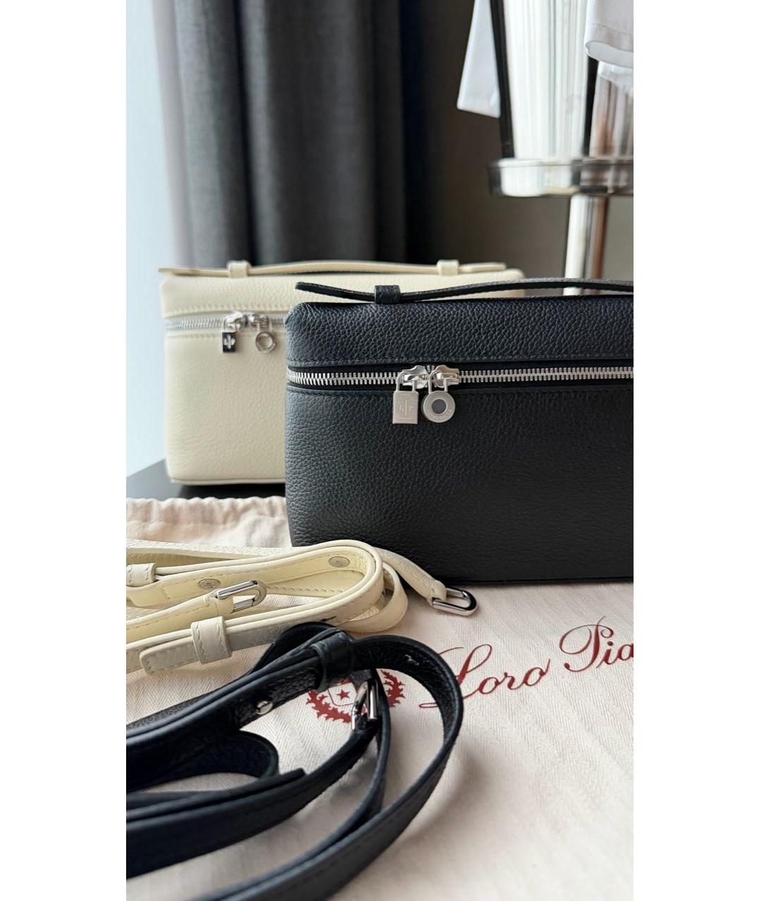 LORO PIANA Черная кожаная сумка через плечо, фото 4