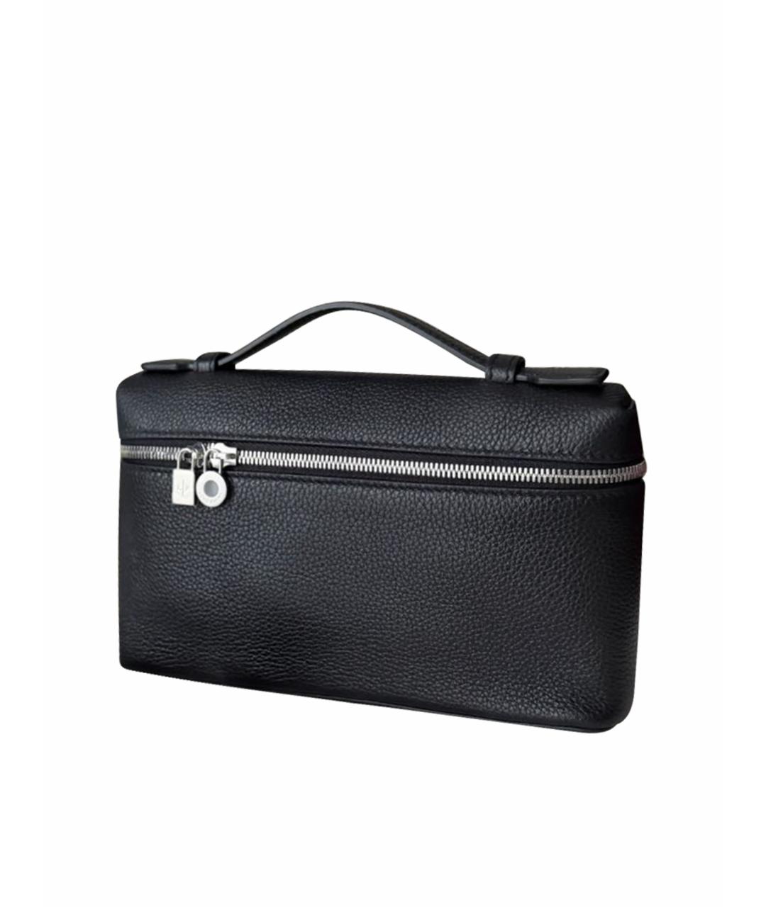 LORO PIANA Черная кожаная сумка через плечо, фото 1