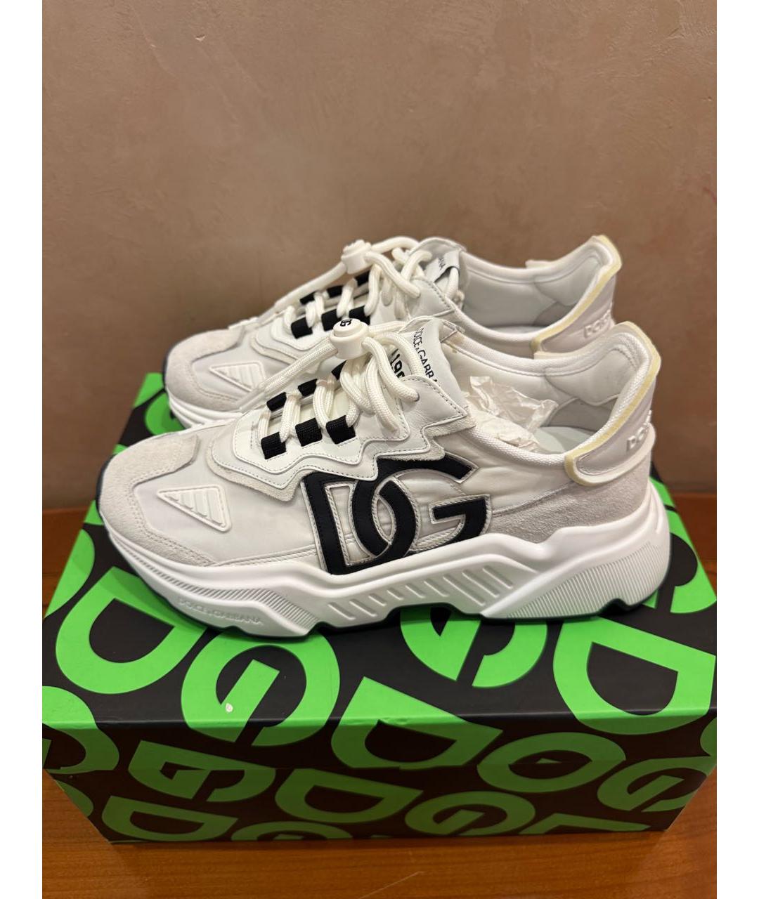 DOLCE&GABBANA Бежевые кожаные кроссовки, фото 3