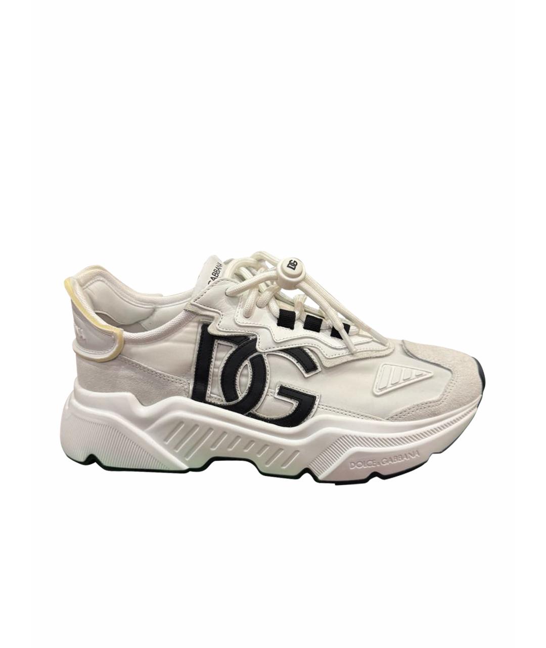 DOLCE&GABBANA Бежевые кожаные кроссовки, фото 1