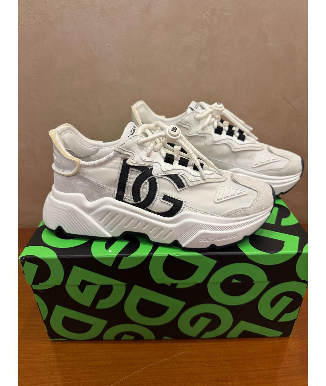 DOLCE&GABBANA Бежевые кожаные кроссовки, фото 9