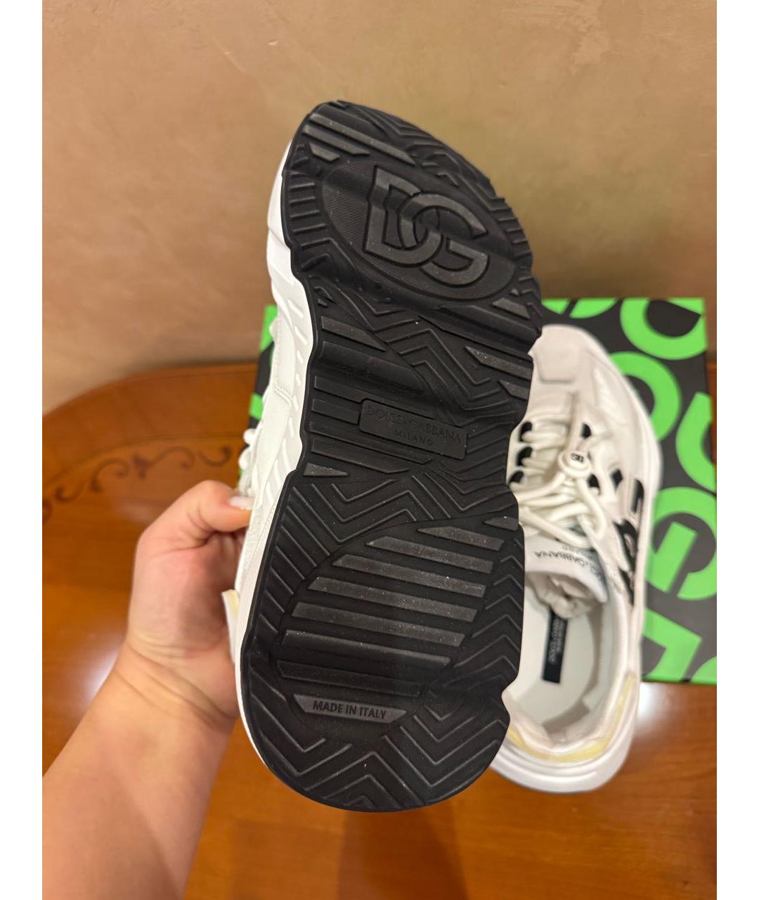 DOLCE&GABBANA Бежевые кожаные кроссовки, фото 5