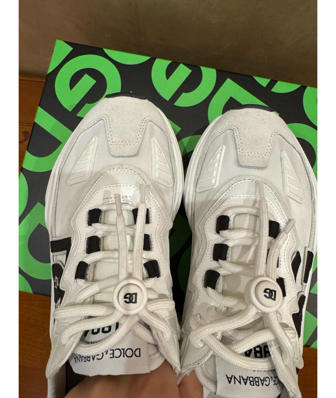 DOLCE&GABBANA Бежевые кожаные кроссовки, фото 4