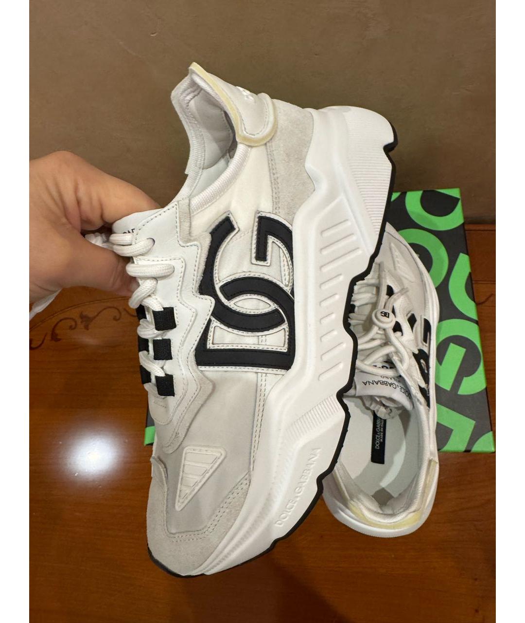 DOLCE&GABBANA Бежевые кожаные кроссовки, фото 7